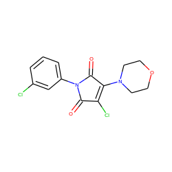 O=C1C(Cl)=C(N2CCOCC2)C(=O)N1c1cccc(Cl)c1 ZINC000000271426