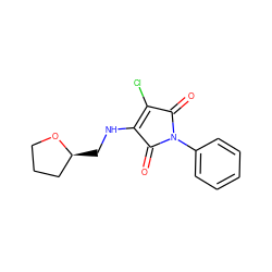 O=C1C(Cl)=C(NC[C@H]2CCCO2)C(=O)N1c1ccccc1 ZINC000003946910