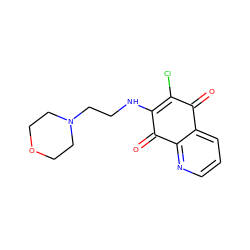 O=C1C(Cl)=C(NCCN2CCOCC2)C(=O)c2ncccc21 ZINC000100002044