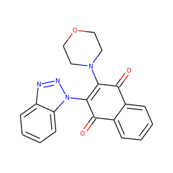 O=C1C(N2CCOCC2)=C(n2nnc3ccccc32)C(=O)c2ccccc21 ZINC000001282589