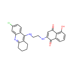 O=C1C(NCCNc2c3c(nc4cc(Cl)ccc24)CCCC3)=CC(=O)c2c(O)cccc21 ZINC000213030339