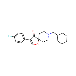 O=C1C(c2ccc(F)cc2)=COC12CCN(CC1CCCCC1)CC2 ZINC000026281487