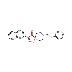 O=C1C(c2ccc3ccccc3c2)=COC12CCN(CCc1ccccc1)CC2 ZINC000026271517