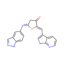 O=C1C/C(=N/c2ccc3[nH]ncc3c2)O/C1=C\c1c[nH]c2ncccc12 ZINC000473180388