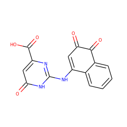 O=C1C=C(Nc2nc(C(=O)O)cc(=O)[nH]2)c2ccccc2C1=O ZINC000008681657