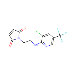 O=C1C=CC(=O)N1CCNc1ncc(C(F)(F)F)cc1Cl ZINC000020405212