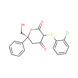 O=C1C[C@@](CO)(c2ccccc2)OC(=O)C1Sc1ccccc1Cl ZINC000299821726