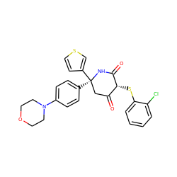 O=C1C[C@@](c2ccc(N3CCOCC3)cc2)(c2ccsc2)NC(=O)[C@@H]1Sc1ccccc1Cl ZINC000299819923