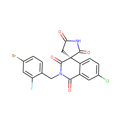 O=C1C[C@@]2(C(=O)N1)C(=O)N(Cc1ccc(Br)cc1F)C(=O)c1cc(Cl)ccc12 ZINC000013737582