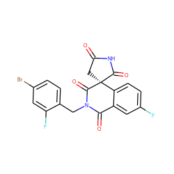 O=C1C[C@@]2(C(=O)N1)C(=O)N(Cc1ccc(Br)cc1F)C(=O)c1cc(F)ccc12 ZINC000001492562