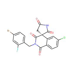 O=C1C[C@@]2(C(=O)N1)C(=O)N(Cc1ccc(Br)cc1F)C(=O)c1ccc(Cl)cc12 ZINC000013737584