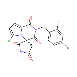 O=C1C[C@@]2(C(=O)N1)C(=O)N(Cc1ccc(Br)cc1F)C(=O)c1ccc(Cl)n12 ZINC000013781477