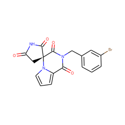 O=C1C[C@@]2(C(=O)N1)C(=O)N(Cc1cccc(Br)c1)C(=O)c1cccn12 ZINC000013781453