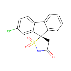 O=C1C[C@@]2(c3ccccc3-c3ccc(Cl)cc32)S(=O)(=O)N1 ZINC000013446556