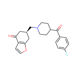 O=C1C[C@@H](CN2CCC(C(=O)c3ccc(F)cc3)CC2)Cc2occc21 ZINC000003994230