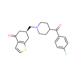 O=C1C[C@@H](CN2CCC(C(=O)c3ccc(F)cc3)CC2)Cc2sccc21 ZINC000012356172