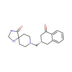 O=C1C[C@@H](CN2CCC3(CC2)NCNC3=O)Cc2ccccc21 ZINC000028701605