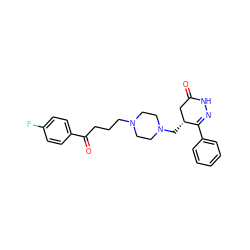 O=C1C[C@@H](CN2CCN(CCCC(=O)c3ccc(F)cc3)CC2)C(c2ccccc2)=NN1 ZINC000028701597