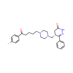 O=C1C[C@@H](CN2CCN(CCCCC(=O)c3ccc(F)cc3)CC2)C(c2ccccc2)=NN1 ZINC000028701601