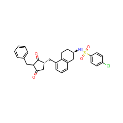 O=C1C[C@@H](Cc2cccc3c2CC[C@@H](NS(=O)(=O)c2ccc(Cl)cc2)C3)C(=O)C1Cc1ccccc1 ZINC000299818600