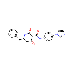 O=C1C[C@@H](Cc2ccccc2)NC(=O)C1C(=O)Nc1ccc(-n2ccnc2)cc1 ZINC000100076049