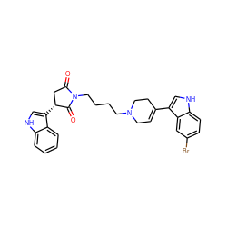 O=C1C[C@@H](c2c[nH]c3ccccc23)C(=O)N1CCCCN1CC=C(c2c[nH]c3ccc(Br)cc23)CC1 ZINC000096909806