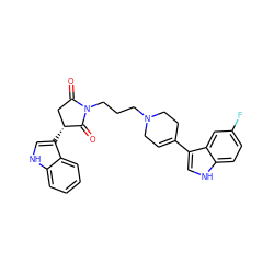 O=C1C[C@@H](c2c[nH]c3ccccc23)C(=O)N1CCCN1CC=C(c2c[nH]c3ccc(F)cc23)CC1 ZINC000096909812