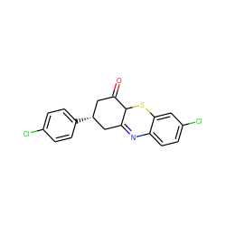 O=C1C[C@@H](c2ccc(Cl)cc2)CC2=Nc3ccc(Cl)cc3SC12 ZINC000100796267