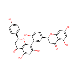 O=C1C[C@@H](c2ccc(O)c(-c3c(O)cc(O)c4c3O[C@H](c3ccc(O)cc3)CC4=O)c2)Oc2cc(O)cc(O)c21 ZINC000005493456