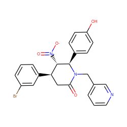 O=C1C[C@@H](c2cccc(Br)c2)[C@H]([N+](=O)[O-])[C@@H](c2ccc(O)cc2)N1Cc1cccnc1 ZINC000013521521