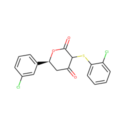 O=C1C[C@@H](c2cccc(Cl)c2)OC(=O)C1Sc1ccccc1Cl ZINC000299829062