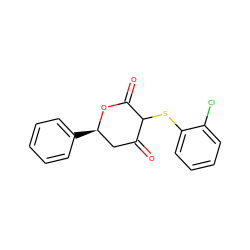 O=C1C[C@@H](c2ccccc2)OC(=O)C1Sc1ccccc1Cl ZINC000299836603