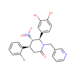 O=C1C[C@@H](c2ccccc2Br)[C@H]([N+](=O)[O-])[C@@H](c2ccc(O)c(O)c2)N1Cc1cccnc1 ZINC000000593295