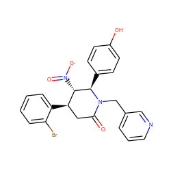 O=C1C[C@@H](c2ccccc2Br)[C@H]([N+](=O)[O-])[C@@H](c2ccc(O)cc2)N1Cc1cccnc1 ZINC000000603086