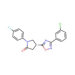 O=C1C[C@@H](c2nc(-c3cccc(Cl)c3)no2)CN1c1ccc(F)cc1 ZINC000009318123