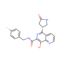 O=C1C[C@@H](c2nc(C(=O)NCc3ccc(F)cc3)c(O)c3ncccc23)CN1 ZINC000040917226