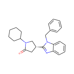 O=C1C[C@@H](c2nc3ccccc3n2Cc2ccccc2)CN1C1CCCCC1 ZINC000040271603