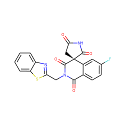 O=C1C[C@]2(C(=O)N1)C(=O)N(Cc1nc3ccccc3s1)C(=O)c1ccc(F)cc12 ZINC000000587143