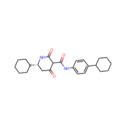 O=C1C[C@H](C2CCCCC2)NC(=O)C1C(=O)Nc1ccc(C2CCCCC2)cc1 ZINC000100075877