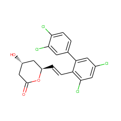 O=C1C[C@H](O)C[C@@H](/C=C/c2c(Cl)cc(Cl)cc2-c2ccc(Cl)c(Cl)c2)O1 ZINC000029480395