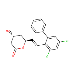 O=C1C[C@H](O)C[C@@H](/C=C/c2c(Cl)cc(Cl)cc2-c2ccccc2)O1 ZINC000029480416