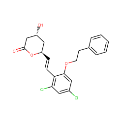 O=C1C[C@H](O)C[C@@H](/C=C/c2c(Cl)cc(Cl)cc2OCCc2ccccc2)O1 ZINC000029408067