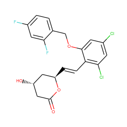 O=C1C[C@H](O)C[C@@H](/C=C/c2c(Cl)cc(Cl)cc2OCc2ccc(F)cc2F)O1 ZINC000029408756