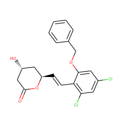 O=C1C[C@H](O)C[C@@H](/C=C/c2c(Cl)cc(Cl)cc2OCc2ccccc2)O1 ZINC000029411244