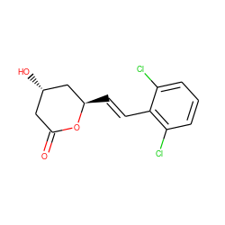 O=C1C[C@H](O)C[C@@H](/C=C/c2c(Cl)cccc2Cl)O1 ZINC000029408903