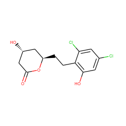 O=C1C[C@H](O)C[C@@H](CCc2c(O)cc(Cl)cc2Cl)O1 ZINC000029413713