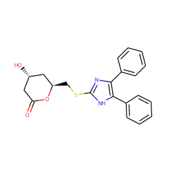 O=C1C[C@H](O)C[C@@H](CSc2nc(-c3ccccc3)c(-c3ccccc3)[nH]2)O1 ZINC000013730580