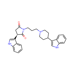 O=C1C[C@H](c2c[nH]c3ccccc23)C(=O)N1CCCN1CCC(c2c[nH]c3ccccc23)CC1 ZINC000096909820