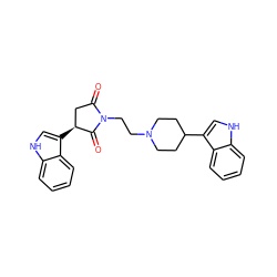 O=C1C[C@H](c2c[nH]c3ccccc23)C(=O)N1CCN1CCC(c2c[nH]c3ccccc23)CC1 ZINC000096909352