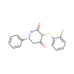 O=C1C[C@H](c2ccccc2)NC(=O)C1Sc1ccccc1Cl ZINC000299832728